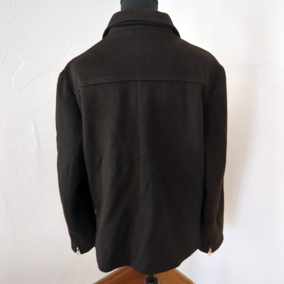 Vintage Wool Cashmere Angora Chocolate Brown Zip Mid-Weight Fall Coat Jacket - Picture 5 of 16
